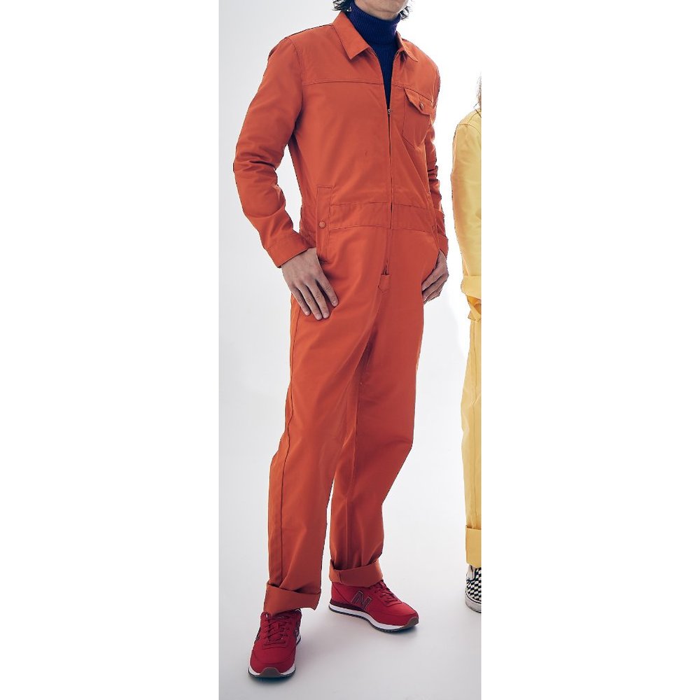 Orange, Collared Overalls